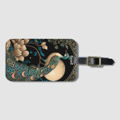 Étiquette À Bagage Peacock Art Déco (Devant Horizontal)
