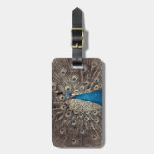 Étiquette À Bagage Peacock bleu antique (Devant Vertical)