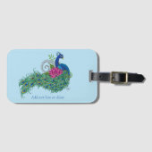 Étiquette À Bagage Peacock Blue Lotus Fleur Henné (Devant Horizontal)