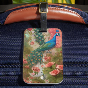 Étiquette À Bagage Peacock en Apricot Jardin Rose