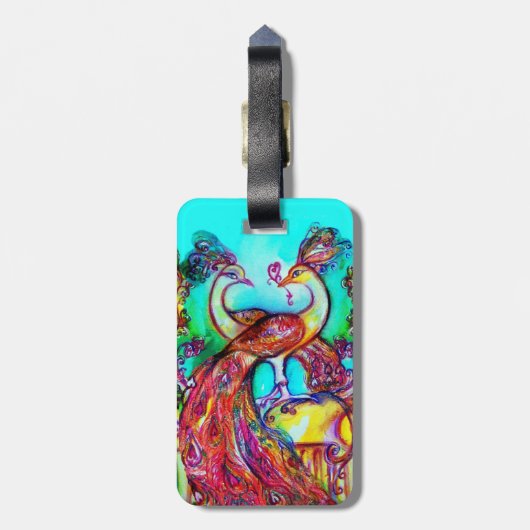 ÉTIQUETTE À BAGAGE PEACOCKS EN AMOUR (Dos Vertical)