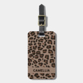 Étiquette À Bagage Peau léopard animal moderne foncé Brown (Devant Vertical)