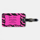 Étiquette À Bagage Peau rose, noire et citron vert Zèbre et Cheetah (Dos horizontal)
