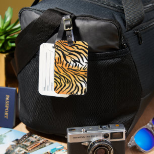 Étiquette À Bagage Peaux de tigre rayées modernes Imprimer gros félin