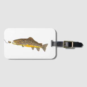 Étiquette À Bagage Pêche à la mouche truite Brown