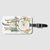 Étiquette À Bagage Pêcher Floral Green Dream Catcher (Devant Horizontal)