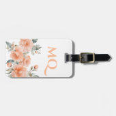 Étiquette À Bagage Pêcher Fuzz Floral Aquarelle Girls Blanc initial (Devant horizontal)