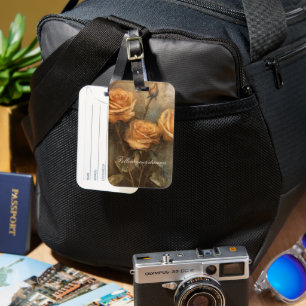 Étiquette À Bagage Pêcher Rose Floral Romantique