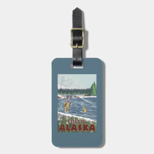 Étiquette À Bagage Pêcheur de mouche - le Yukon, Alaska