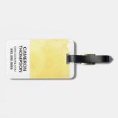 Étiquette À Bagage Peinture à aquarelle jaune| Ajouter votre nom (Dos horizontal)