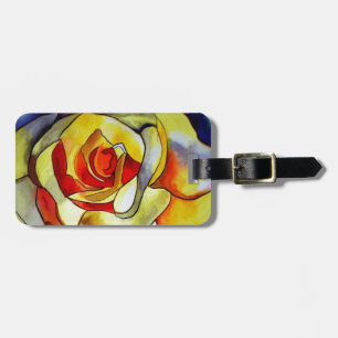 Étiquette À Bagage peinture à l'aquarelle de fleur Jaune