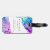 Étiquette À Bagage Peinture à l'eau violette Empreinte de patte (Dos horizontal)