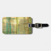 Étiquette À Bagage Peinture Abstraite dorée turquoise et verte (Devant horizontal)