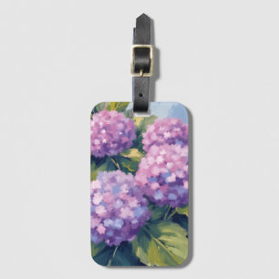 Étiquette À Bagage Peinture aquarelle florale d'hortensias violets