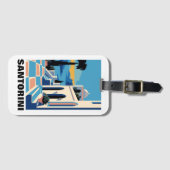 Étiquette À Bagage Peinture architecturale de Santorin Grèce (Devant Horizontal)