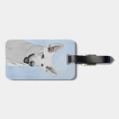 Étiquette À Bagage Peinture blanche de berger - art original mignon (Dos horizontal)