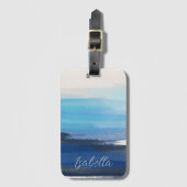 Étiquette À Bagage Peinture bleu Abstraite moderne sur mesure (Devant Vertical)