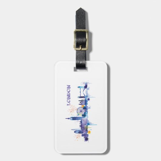 Étiquette À Bagage Peinture d'aquarelle d'art londonien (Devant Vertical)