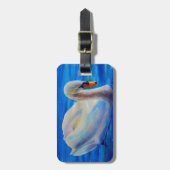 Étiquette À Bagage Peinture d'aquarelle de cygne blanc, sauvagine, oi (Devant Vertical)