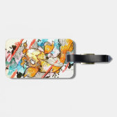 Étiquette À Bagage Peinture d'art d'aquarelle de poissons de Koi de (Dos horizontal)