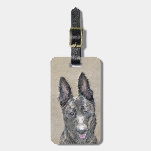 Étiquette À Bagage Peinture de berger hollandais - jolie art original (Devant Vertical)