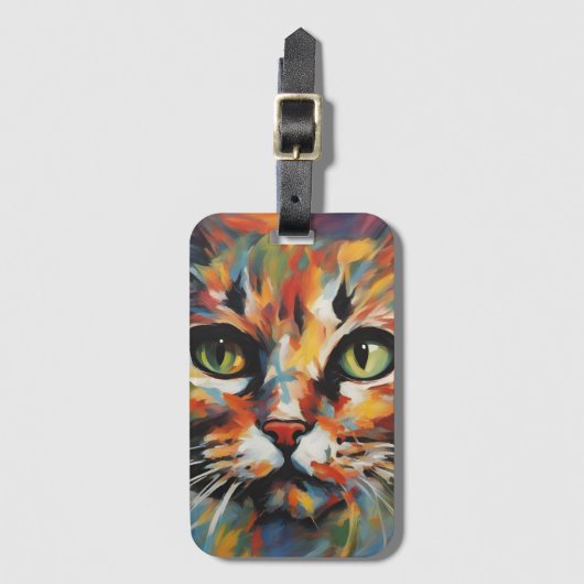 Étiquette À Bagage Peinture de chats (Devant Vertical)