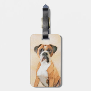 Étiquette À Bagage Peinture de chien Boxer originale non rognée, Art