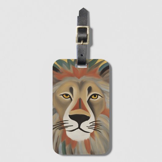 Étiquette À Bagage Peinture de lion (Devant Vertical)