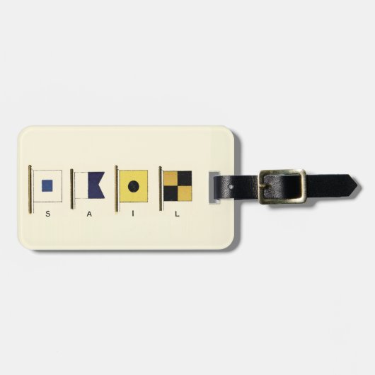 Étiquette À Bagage Peinture de quatre drapeaux avec voile écrite sous (Devant horizontal)