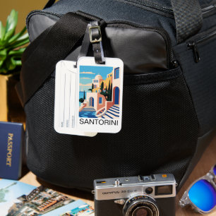 Étiquette À Bagage Peinture de Santorin Grèce