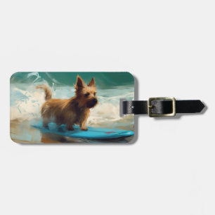 Étiquette À Bagage Peinture de surf de plage de Terrier australien