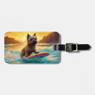 Étiquette À Bagage Peinture de surf de plage de Terrier Cairn