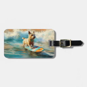 Étiquette À Bagage Peinture de surf de plage de Terrier de Biewer