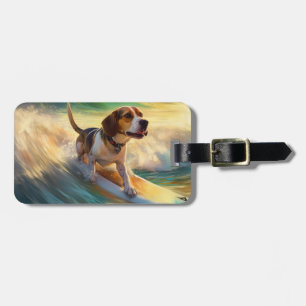 Étiquette À Bagage Peinture de surf sur la plage de Beagle