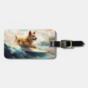 Étiquette À Bagage Peinture de Surf sur Plage avec un Lappish Laponie