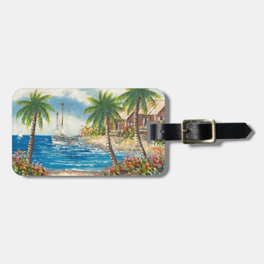 Étiquette À Bagage Peinture d'un voilier en Hawaï (Devant horizontal)