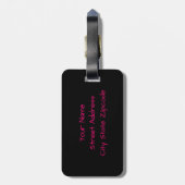 Étiquette À Bagage Peinture en bloc rose rose noir (Dos Vertical)