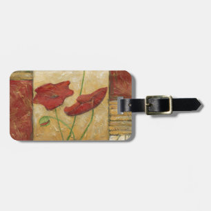 Étiquette À Bagage Peinture florale avec traits de pinceau visibles