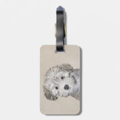 Étiquette À Bagage Peinture havanaise de chiot - Beau art original de (Dos Vertical)