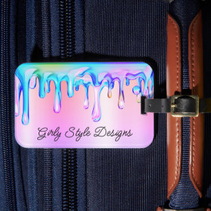 Étiquette À Bagage Peinture holographique gouttes Pastel Arc-en-ciel