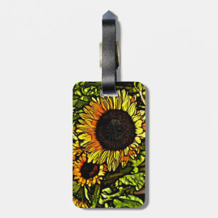 Étiquette À Bagage peinture impressionniste pays tournesol jaune
