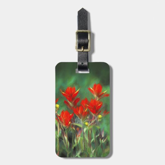 Étiquette À Bagage Peinture indienne de pinceau - Art Fleur original (Devant Vertical)