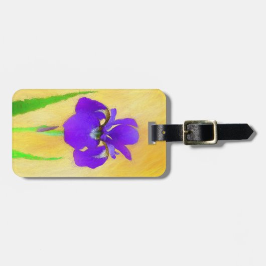 Étiquette À Bagage Peinture Iris à pois pourpre - Chien original mign (Devant horizontal)