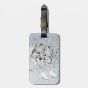 Étiquette À Bagage Peinture Keeshond Beth - Joli art original chien