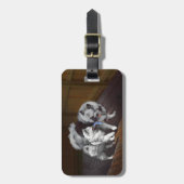 Étiquette À Bagage Peinture Keeshond Playtime - Jolie art original ch (Devant Vertical)