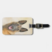 Étiquette À Bagage Peinture malinoise belge - Beau art original de ch (Devant horizontal)