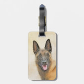 Étiquette À Bagage Peinture malinoise belge - Beau art original de ch (Dos Vertical)