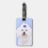 Étiquette À Bagage Peinture maltaise - Joli art original pour chien (Dos Vertical)