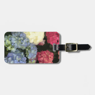 Étiquette À Bagage Peinture numérique à fleurs bleu et rose Hydrangea