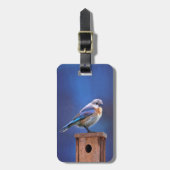 Étiquette À Bagage Peinture pour oiseaux bleus (femelle) - Art origin (Devant Vertical)